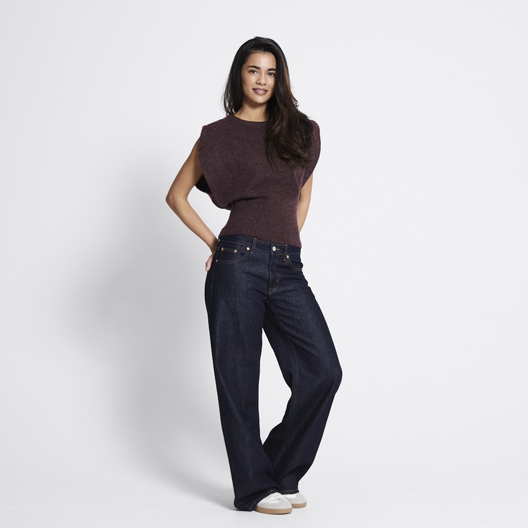 Cap sleeve knit top "Alisa" Aubergine